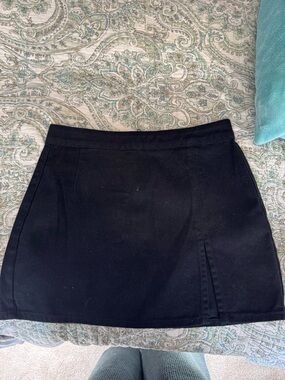 Lioness Black Mini Skirt with Front Slit